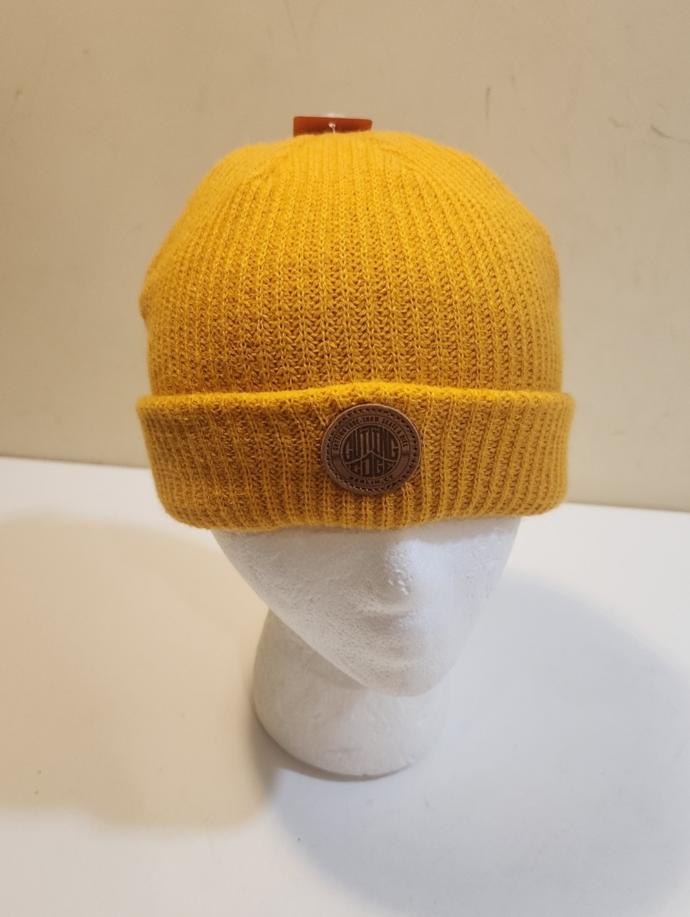 PUKKA Mustard Yellow Ribbed Beanie with Patch NWR
